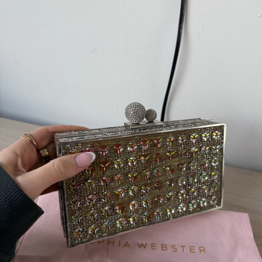 Sophia Webster Clara Clutch Box Bag Crystal Embellished - Picture 9 of 14
